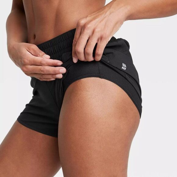 All In Motion High Waist Athletic Running Shorts Black - Picture 2 of 6